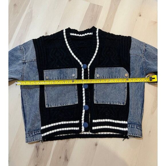 Commense NWT Fall Oversized Wool Blend Color Block Cardigan Jacket Retro Y2K - Picture 11 of 12